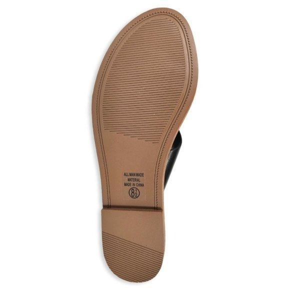 Soda Womens Sz 8.5 Black Faux Leather Toe Ring Slide Sandals Shoes - Picture 9 of 10